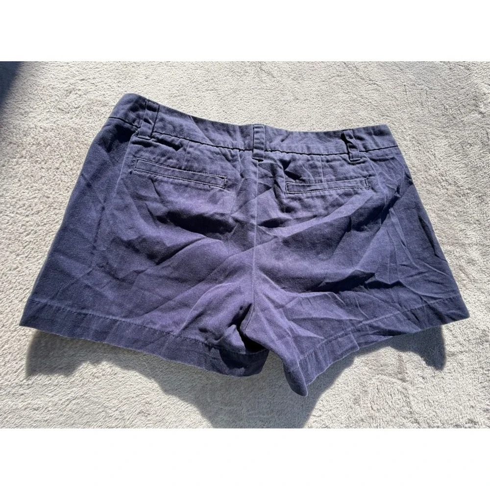Merona Chino Shorts Women Size 4 Navy Blue Cotton Mid Rise Casual